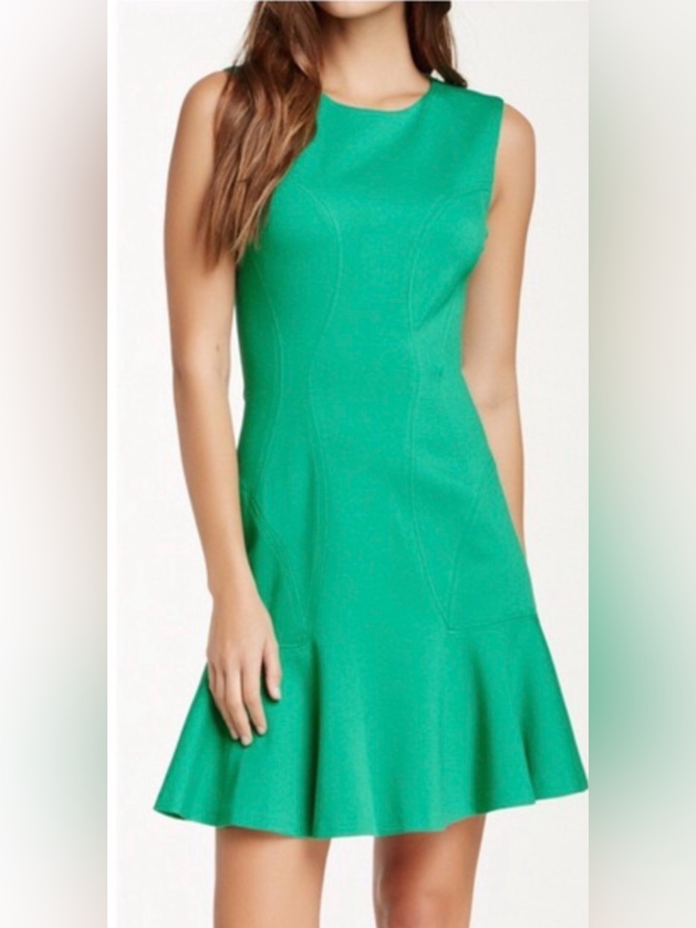 Like NewDiane Von Furstenberg Kelly green sleeveless Jaelyn Fit and Flare dress